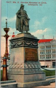 Wm. Harrison Monument on Circle, Indianpolis IN c1912 Vintage Postcard B74