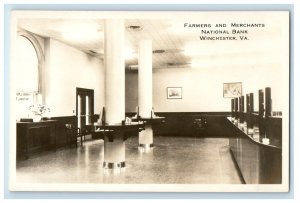 c1940's Farmers And Merchants National Bank Winchester VA RPPC Photo Postcard 