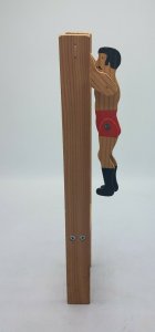 Vtg Handmade Wood Jointed STRONGMAN Acrobat Flipping Toy Trapese Flip Swinging 