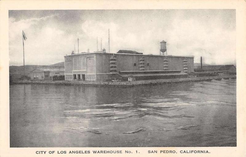 San Pedro California Los Angeles Warehouse Waterfront Antique Postcard K29903