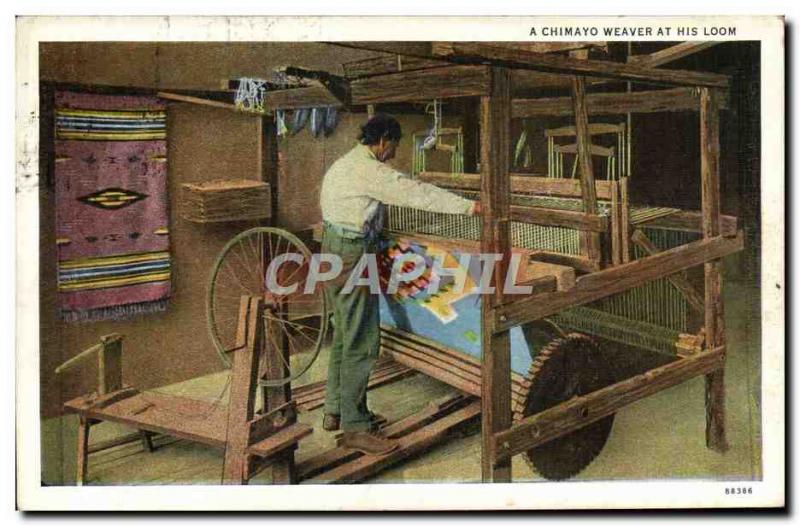 Old Postcard A Chimayo Review At His Loom