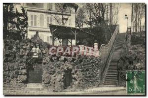 Old Postcard Suresnes rustic staircase leading to the station