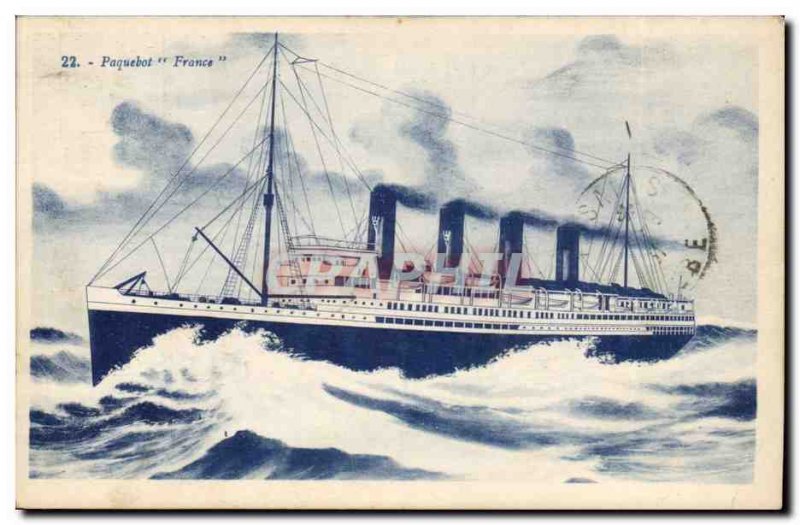Old Postcard The Boat France Transatlantic Steamer