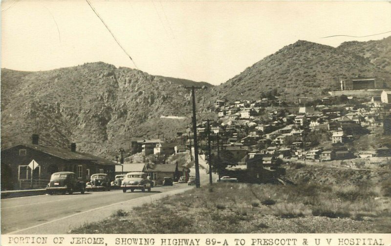 RPPC Portion of Jerome AZ showing Hwy 89-A to Prescott & U V Hospital Yavapai Co