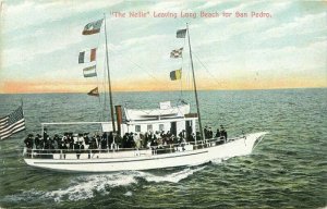 C-1910 The Nellie leaving Long Beach San Pedro California Newman Postcard 5842