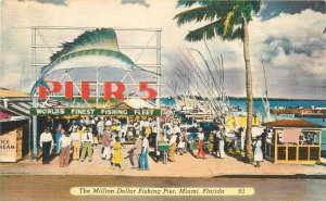 Postcard Florida Miami Million Dollar Fishing pier 5 Colorpicture 23-9212
