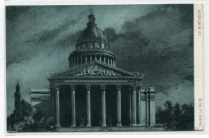 Le Pantheon Paris at Night Nuit France 1910c Tuck postcard