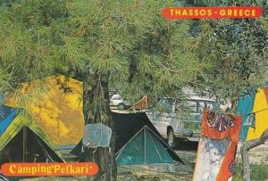 Thassos Camping Greek Holiday Camp Site Tents Postcard