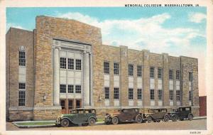 Marshalltown Iowa Memorial Coliseum Street View Antique Postcard K19302