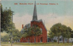 Ohio Postcard 1926 DELPHOS Methodist Church Parsonage Building