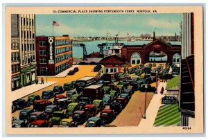 Norfolk Virginia VA Postcard Commercial Place Showing Portsmouth Ferry c1940 Car