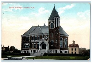 1910 Public Library Laconia Exterior Building New Hampshire NH Vintage Postcard