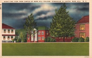 Night-Time Mars Hill From College Campus Gymnasium North Carolina Postcard
