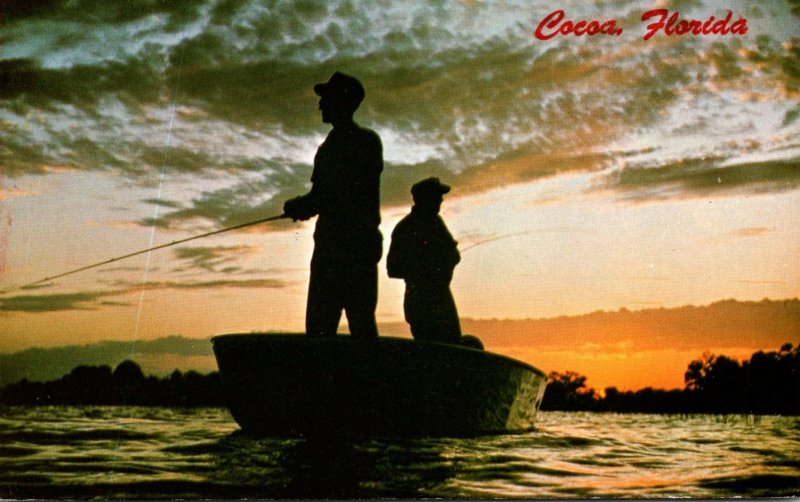 Florida Cocoa Fishing Scene At Sunset 1975