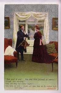 Man with Dead Birds, Bamforth Romantic Comic, Used Newport News, Virginia 1908