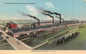 CENTERVILLE, Iowa IA   HERCULES MANUFACTURING COMPANY Factory  ca1910's Postcard