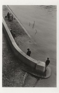 Lonely Man At The Seine River Paris France in 1959 Postcard