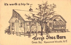 Rancocas Woods New Jersey Terry's Shoe Barn Advertisting Postcard AA48347