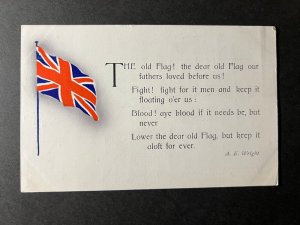 Mint England RPPC Postcard Union Jack British Flag Poem A E Wright