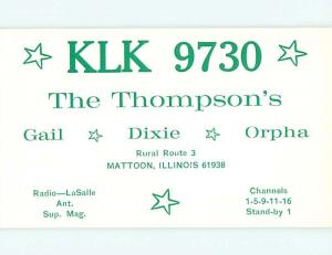 Vintage Qsl Ham Radio Card Mattoon Illinois IL t1753