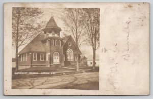 RPPC Antrim NH Methodist Church 1907 To Hill Family Nashua Photo Postcard B34