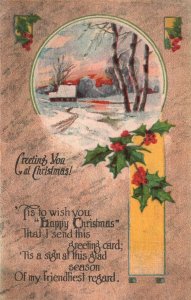 Vintage Postcard 1917 Greeting You At Christmas Message Wishes On Holiday