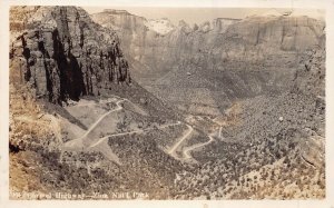 ZION NATIONAL PARK UT~MT CARMEL HIGHWAY~1930s UNION PACIFIC REAL PHOTO POSTCARD