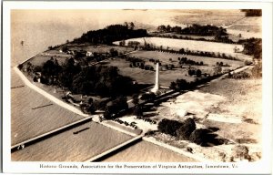 RPPC Aerial View Historic Grounds Jamestown VA Vintage Postcard A53