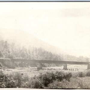 c1910s Unknown River Railway Bridge RPPC Stick Telegraph Real Photo Postcard A95