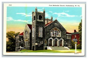 Vintage 1940's Postcard First Methodist Church Parkersburg West Virginia