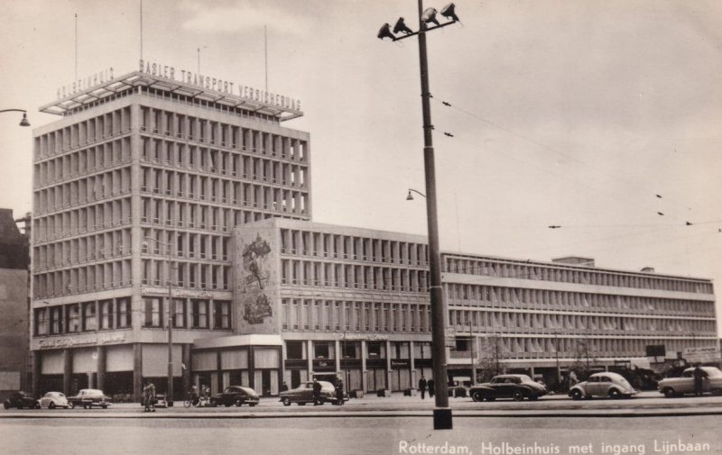 Holbeinhuis Rotterdam Basler Transport Advertising Real Photo Dutch Postcard