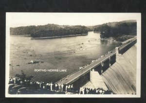 RPPC NORRIS TENNESSEE NORRIS DAM LAKE BOATING REAL PHOTO POSTCARD