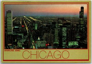 VINTAGE CONTINENTAL SIZE POSTCARD CHICAGO ILLINOIS THE SPARKLING JEWEL