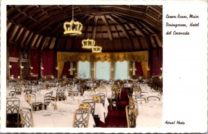 Hand Colored Real Photo Postcard Crown Room Main Dining Room Hotel Del Coronado