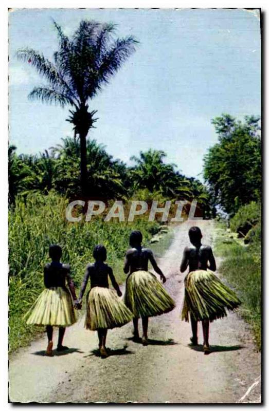 Postcard Modern Negro Black Child Departure for the African dance