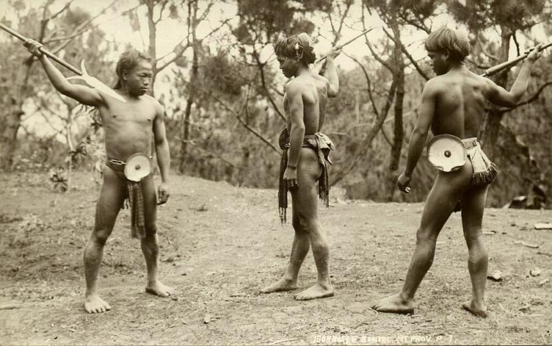 philippines, Armed Native Igorot Bontoc in Mountain Province 1920s RPPC Postcard