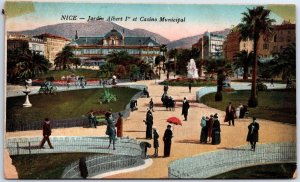 VINTAGE POSTCARD THE ALBERT GARDENS AND MUNICIPAL CASINO AT NICE FRANCE 1900s