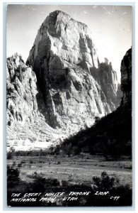 c1940's The Great White Throne Zion National Park Utah UT RPPC Photo Postcard