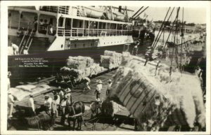 Dock Ship Shipping Scene SISAL Progreso Yucatan Mexico Real Photo Postcard
