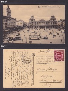 Vintage Postcard Belgium Brussels North Station Rogier Square 1932