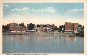 Newport News Virginia Residential Section Water Front Antique Postcard K20427