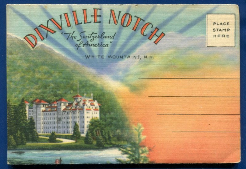 Dixville Notch White Mountains Franconia Old Man New Hampshire postcard folder 