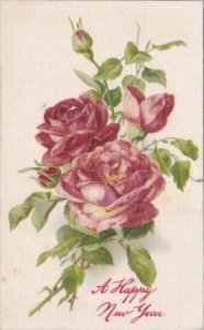 Silk Card Happy New Year With Red Roses