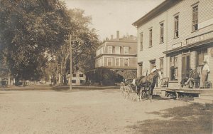 Unity ME Main Street Adams & Knight Store Horse & Wagon Real Photo Postcard