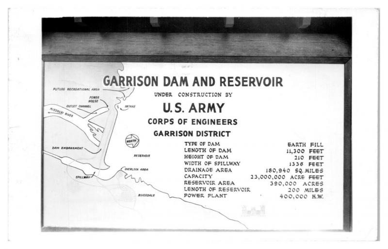 1959 RPPC Garrison Dam and Reservoir Map Lake Sakakawea Real Photo Postcard *5A