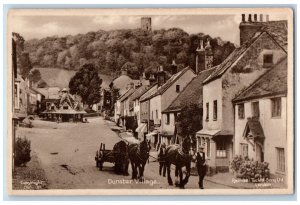 Somerset England Postcard Dunster Village Horse Carriage c1910 Tuck Art