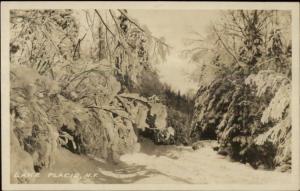 Lake Placid NY Winter Snow Scene c1915 Real Photo Postcard