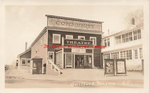 ME, Guilford, Maine, RPPC, Community Theatre, Bolero Movie Poster,Carole Lombard