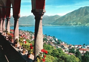 Postcard General View Madonna Dell Sasso Sanctuary Locarno Maggiore Switzerland