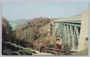 Mackinac County Michigan~Cut River Bridge On US Hwy 2~Plastichrome~Vintage PC